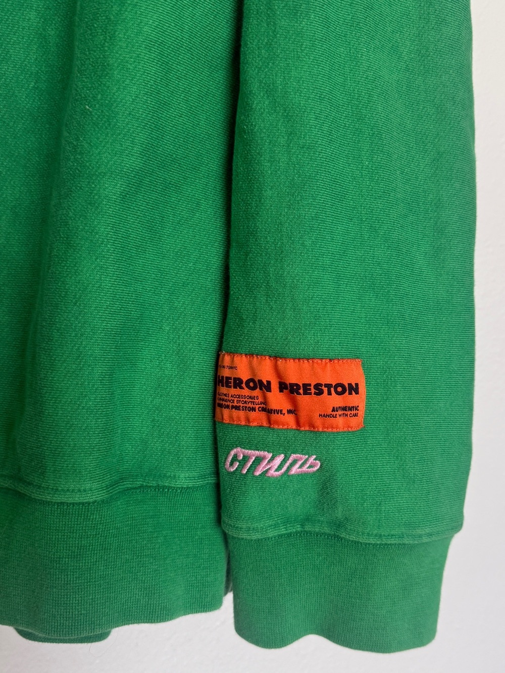 Heron Preston Style Magic Spiderweb Graphic Crewneck Sweatshirt Green L - Picture 7 of 13